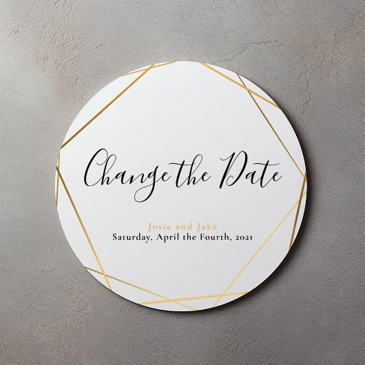 Der geometrische Goldeffekt ändert das Datum Runder Aufkleber
