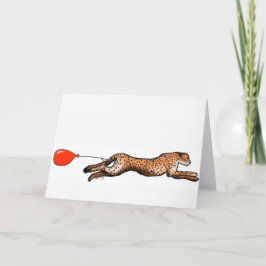 Der Gepard und die rote Ballon-Geburtstags-Karte Karte