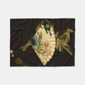 Der gequälte Orientalische Lüfter mit Blumendesign Fleecedecke (Vorderseite (Horizontal))