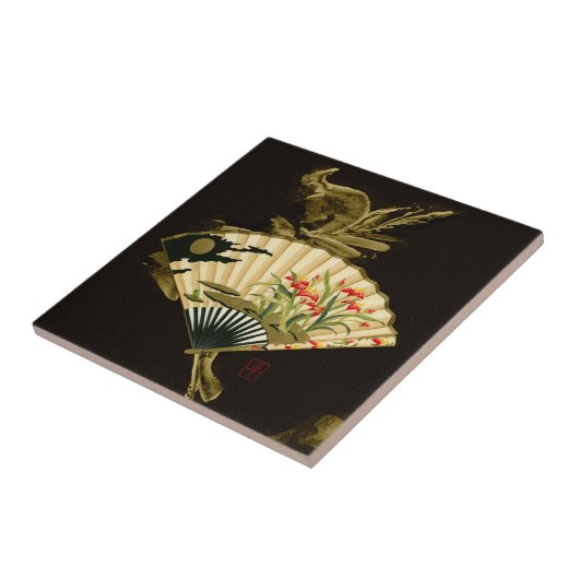 Der gequälte Orientalische Lüfter mit Blumendesign Fliese (Seite)