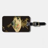 Der gequälte Orientalische Lüfter mit Blumendesign Gepäckanhänger (Vorderseite horizontal)