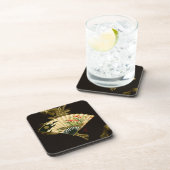 Der gequälte Orientalische Lüfter mit Blumendesign Getränkeuntersetzer (Rechte Seite)