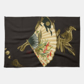 Der gequälte Orientalische Lüfter mit Blumendesign Handtuch (Horizontal)