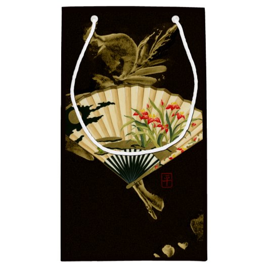 Der gequälte Orientalische Lüfter mit Blumendesign Kleine Geschenktüte (Rückseite)