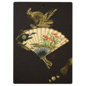 Der gequälte Orientalische Lüfter mit Blumendesign Klemmbrett (Rückseite)