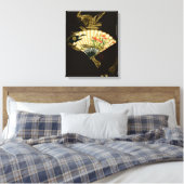 Der gequälte Orientalische Lüfter mit Blumendesign Leinwanddruck (Insitu (Schlafzimmer))