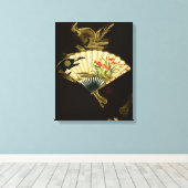 Der gequälte Orientalische Lüfter mit Blumendesign Leinwanddruck (Insitu (Holzboden))