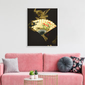 Der gequälte Orientalische Lüfter mit Blumendesign Leinwanddruck (Insitu (Wohnzimmer))