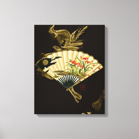 Der gequälte Orientalische Lüfter mit Blumendesign Leinwanddruck (Vorderseite)
