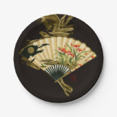 Der gequälte Orientalische Lüfter mit Blumendesign Pappteller (Vorderseite)