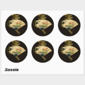 Der gequälte Orientalische Lüfter mit Blumendesign Runder Aufkleber (Blatt)