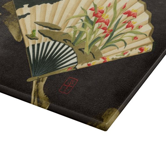 Der gequälte Orientalische Lüfter mit Blumendesign Schneidebrett (Ecke)