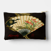 Der gequälte Orientalische Lüfter mit Blumendesign Zubehörtasche (Rückseite)