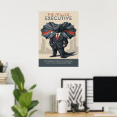 Der gerüschte Executive Lustige Echsen Kunst Poster (Heimbüro)