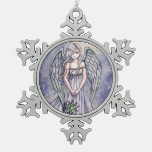 Der Geschenk-Engel Fantasy-Kunst Schneeflocken Zinn-Ornament