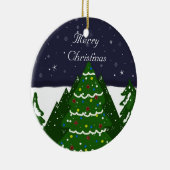 Der geschmückte Baum strahlt in einer Winternacht Keramikornament (Rechts)