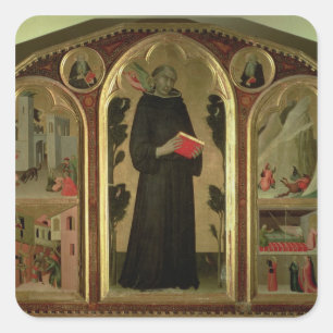 Der gesegnete Agostino Novello Altarpiece Quadratischer Aufkleber
