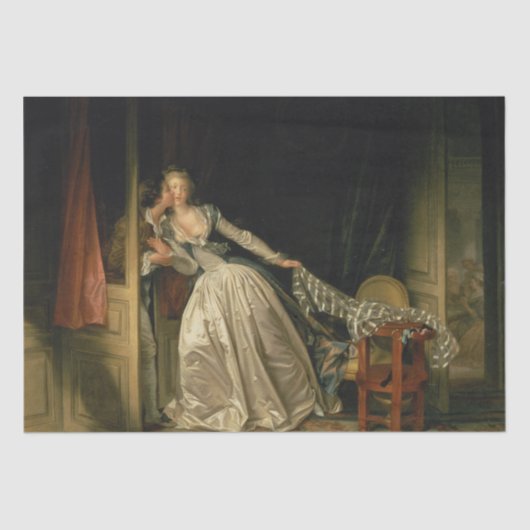 Der gestohlene Kuss durch Jean-Honore Fragonard Seidenpapier (Vorderseite)