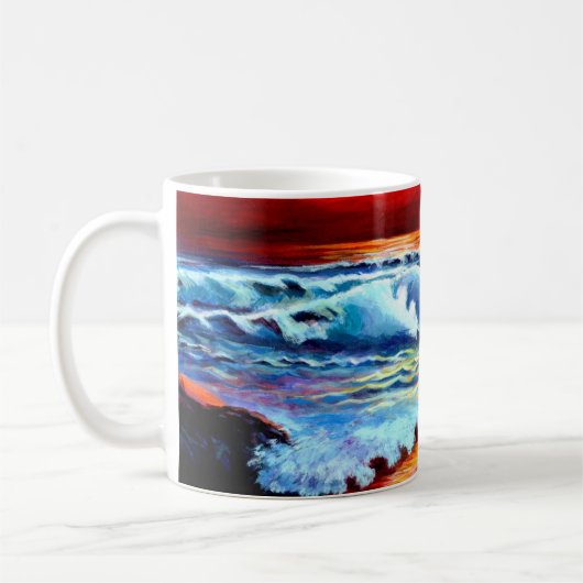 Der gestrichene Strand Sonnenuntergang Riesenkaffe Kaffeetasse (Links)