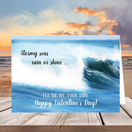 Der gestrichene Strand Wellen Valentinstag Card Karte