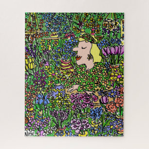Der getarnte Florist. Illustration auf einer Puzzle