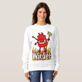 Der gewickte Teufel mit Flammen-Design Sweatshirt (Vorne ganz)