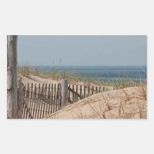Der gewitterte Sandzaun in den Dünen Rechteckiger Aufkleber (Vorderseite)