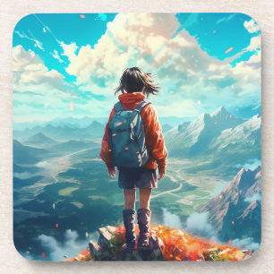 Der Gipfel in ihrem Soul Anime Hiker Girl Getränkeuntersetzer