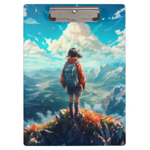 Der Gipfel in ihrem Soul   Anime Hiker Girl Klemmbrett