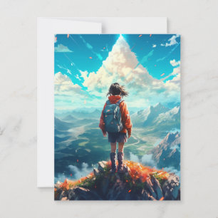 Der Gipfel in ihrem Soul   Anime Hiker Girl Postkarte