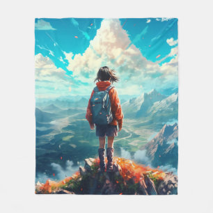Der Gipfel in ihrer Seele   Anime Hiker Girl Fleecedecke