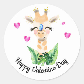 Der Giraffe Und Der Schmetterling Valentinstag-Auf Runder Aufkleber
