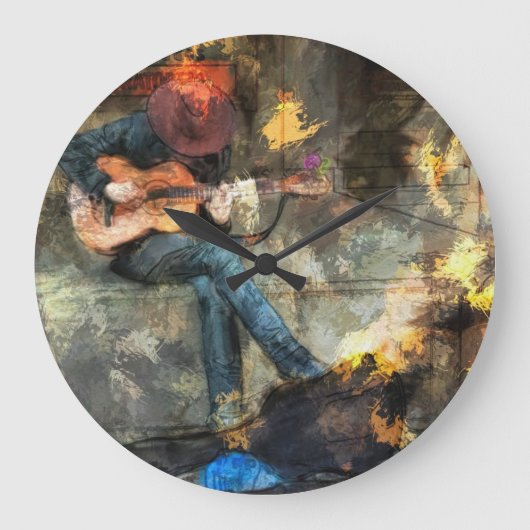 Der Gitarrenmann Große Wanduhr (Vorderseite)