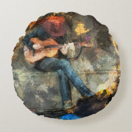 Der Gitarrenmann Rundes Kissen