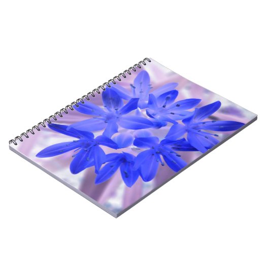 Der Glanz des Schneeschuss blauen Notebooks Notizblock (Linke Seite)