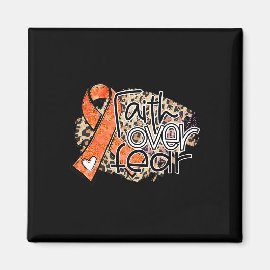 Der Glaube an die Angst Leopard Orange Ribbon Leuk Magnet (Vorne)