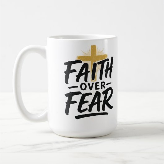 Der Glaube an die Angst weiß 15 Oz Kaffee Tasse (Links)