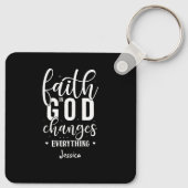 Der Glaube an Gott | Motivierend Zitat Weißtypogra Schlüsselanhänger (Rückseite)