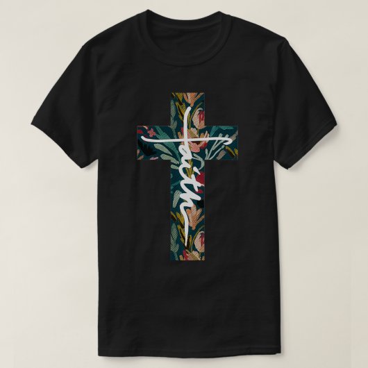 Der Glaube Christliche religiöse Blumenmuster kreu T-Shirt (Design vorne)