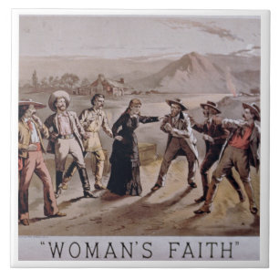 "Der Glaube der Frau" (Farbelitho) Fliese