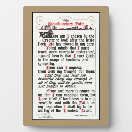 Der Glaube des Schullehrers Fotoplatte (Vorderseite)