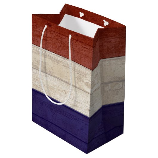 Der Glaube, die Freiheit patriotisches Holz Mittlere Geschenktüte (Rückseite Schrägansicht)