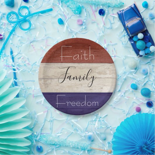 Der Glaube, die Freiheit patriotisches Holz Pappteller (Party)