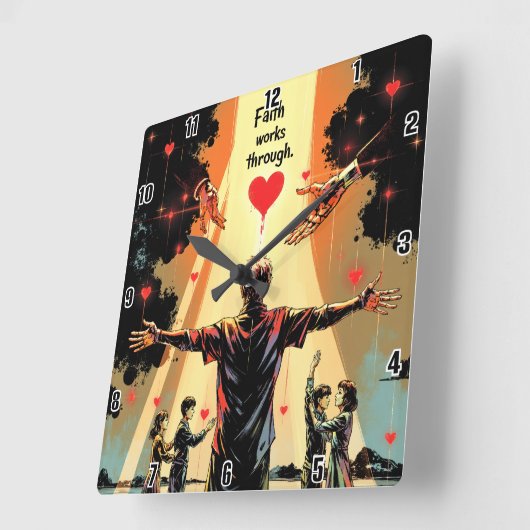 Der Glaube funktioniert durch die Liebe. Galaten 5 Quadratische Wanduhr (Winkel)