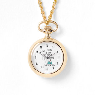 Der Glaube kann Gebirge Christliches biblisches Zi Armbanduhr