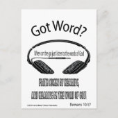 Der Glaube kommt durch das Hören von Design (Got W Postkarte (Vorderseite)