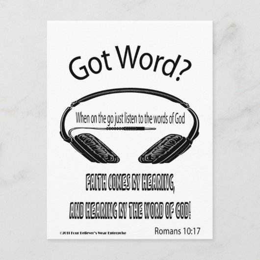 Der Glaube kommt durch das Hören von Design (Got W Postkarte (Vorderseite)