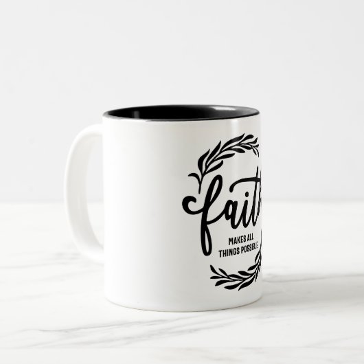 Der Glaube macht alles möglich - Christlich Zweifarbige Tasse (Vorderseite Links)
