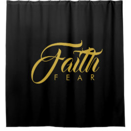 Der Glaube über Angst Gold und Schwarz Duschvorhang