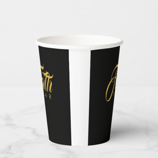 Der Glaube über Angst Gold und Schwarz Pappbecher (Rechts)